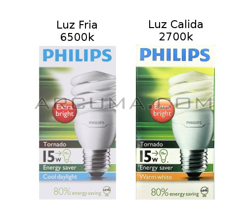 Bombillas de bajo consumo de luz calida y luz fria